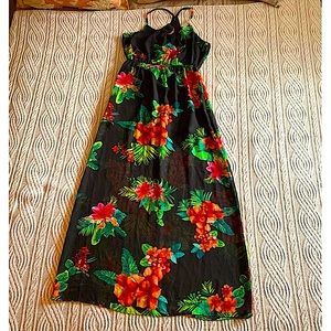 Floral Sleeveless Polyester Maxi Dress Size Medium